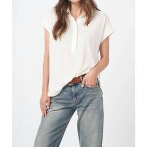 NEW REPEAT CASHMERE silk hem top in cream